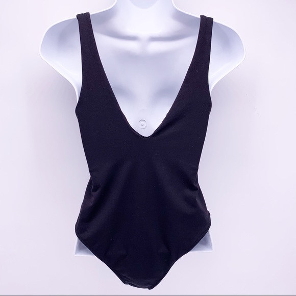 Zara Black V-Neck Bodysuit Leotard Size Medium - Picture 4 of 6